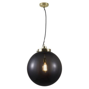 Large Globe Pendant Pendant Lights Original BTC Anthracite and brass with black braided cable 