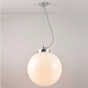 Large Globe Pendant Pendant Lights Original BTC Opal and chrome with black & white braided cable 