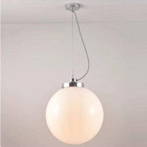 Large Globe Pendant Pendant Lights Original BTC Opal and chrome with black & white braided cable 