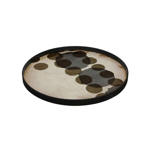 Layered Dots Round Glass Tray Tray Ethnicraft Slate-Large 