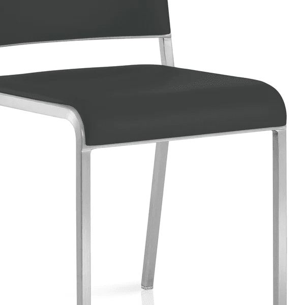 Emeco 20-06 Stacking Chair Side/Dining Emeco Hand-Brushed Leather Alternative Black Seat Pad +$170 No Glides