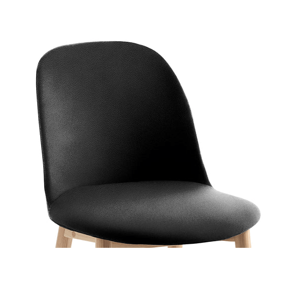 Emeco Alfi High-Back Barstool Stools Emeco Natural Ash Dark Brown Leather Spinneybeck Volo Black +$690