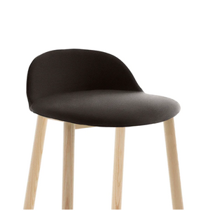 Emeco Alfi Low-Back Barstool Stools Emeco Natural Ash Dark Brown Leather Spinneybeck Volo Black +$590
