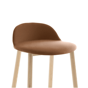 Emeco Alfi Low-Back Barstool Stools Emeco Natural Ash Dark Brown Leather Spinneybeck Volo Tan +$590