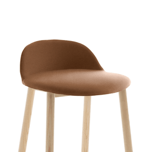 Emeco Alfi Low-Back Counter Stool Stools Emeco Natural Ash Dark Brown Leather Spinneybeck Volo Tan +$590
