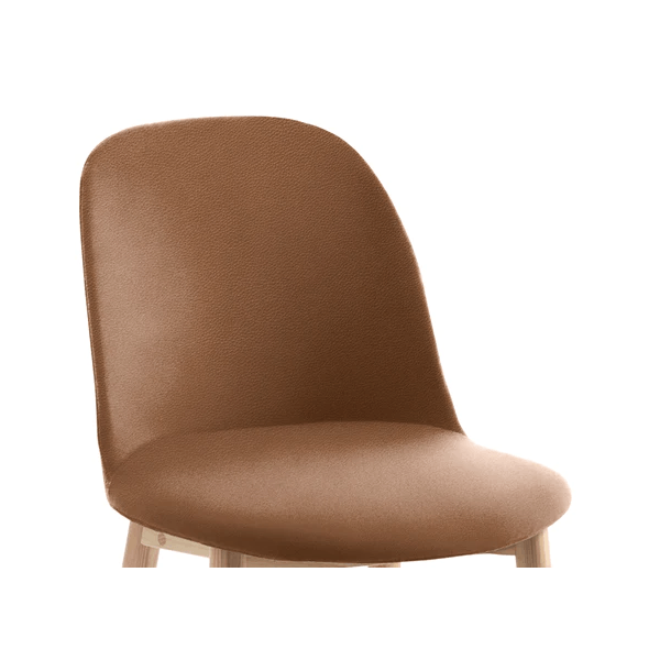 Emeco Alfi High-Back Barstool Stools Emeco Natural Ash Dark Brown Leather Spinneybeck Volo Tan +$690