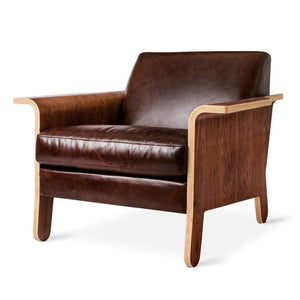 Lodge Chair lounge chair Gus Modern Saddle Brown Leather Walnut 