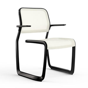 Newson Aluminum Chair Side/Dining Knoll Armchair Black Warm White