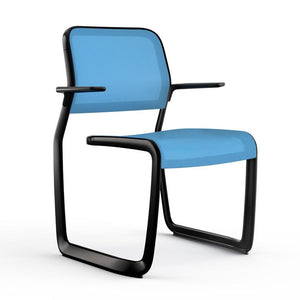 Newson Aluminum Chair Side/Dining Knoll Armchair Black Blue