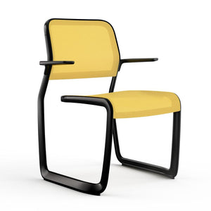 Newson Aluminum Chair Side/Dining Knoll Armchair Black Yellow