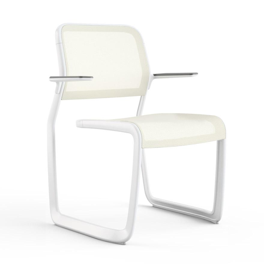 Newson Aluminum Chair Side/Dining Knoll Armchair Warm White Warm White