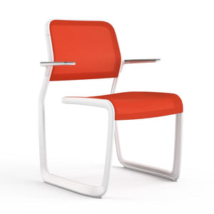 Newson Aluminum Chair Side/Dining Knoll Armchair Warm White Orange