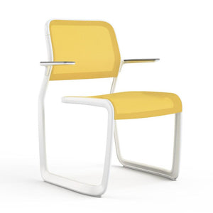 Newson Aluminum Chair Side/Dining Knoll Armchair Warm White Yellow