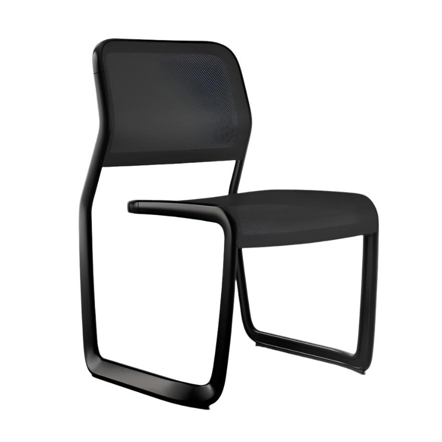 Newson Aluminum Chair Side/Dining Knoll Armless Black Black