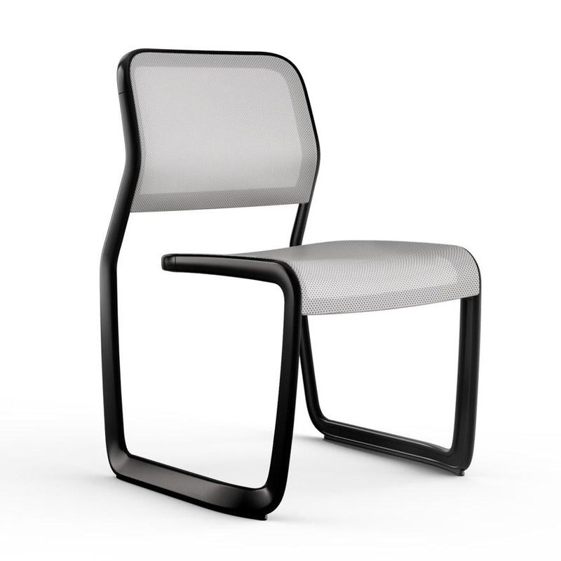 Newson Aluminum Chair Side/Dining Knoll Armless Black Medium Grey