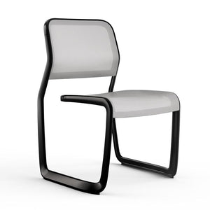 Newson Aluminum Chair Side/Dining Knoll Armless Black Medium Grey