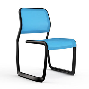 Newson Aluminum Chair Side/Dining Knoll Armless Black Blue