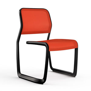 Newson Aluminum Chair Side/Dining Knoll Armless Black Orange