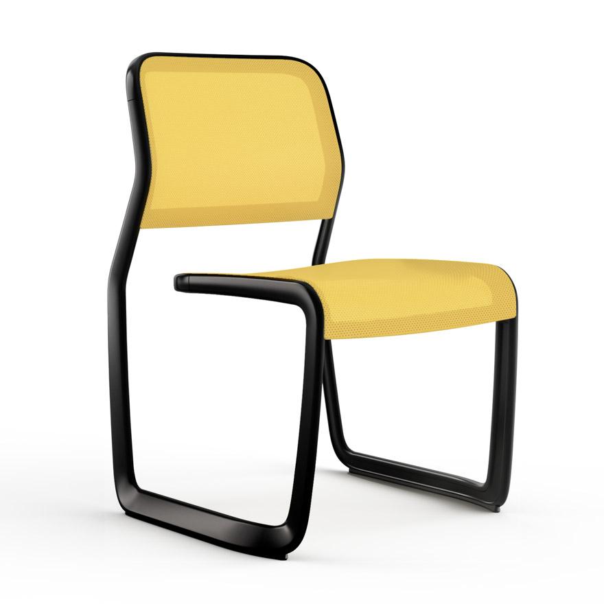 Newson Aluminum Chair Side/Dining Knoll Armless Black Yellow