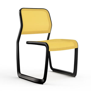 Newson Aluminum Chair Side/Dining Knoll Armless Black Yellow