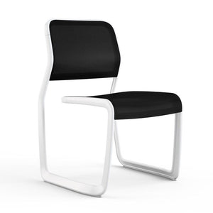 Newson Aluminum Chair Side/Dining Knoll Armless Warm White Black