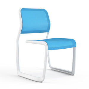 Newson Aluminum Chair Side/Dining Knoll Armless Warm White Blue
