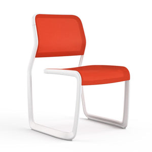 Newson Aluminum Chair Side/Dining Knoll Armless Warm White Orange