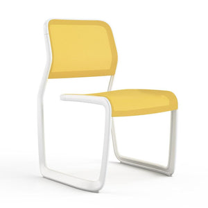 Newson Aluminum Chair Side/Dining Knoll Armless Warm White Yellow