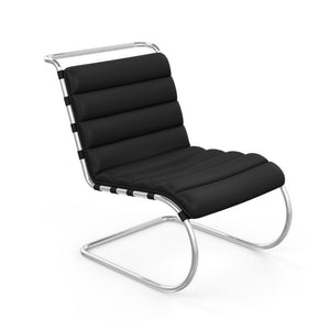 MR Armless Lounge Chair lounge chair Knoll Sabrina Leather - Black 