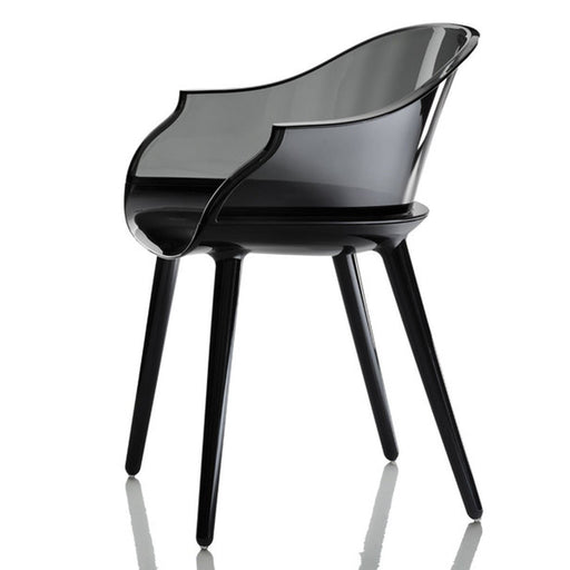 Cyborg Armchair Side/Dining Magis Glossy Black Legs/Transparent Smoke Grey Back 