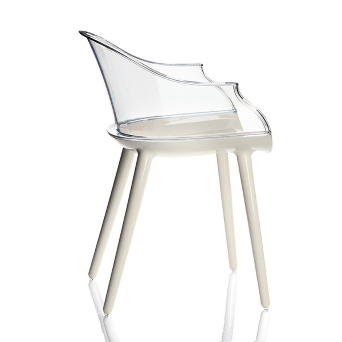Cyborg Armchair Side/Dining Magis Glossy White Legs/Transparent Clear Back 
