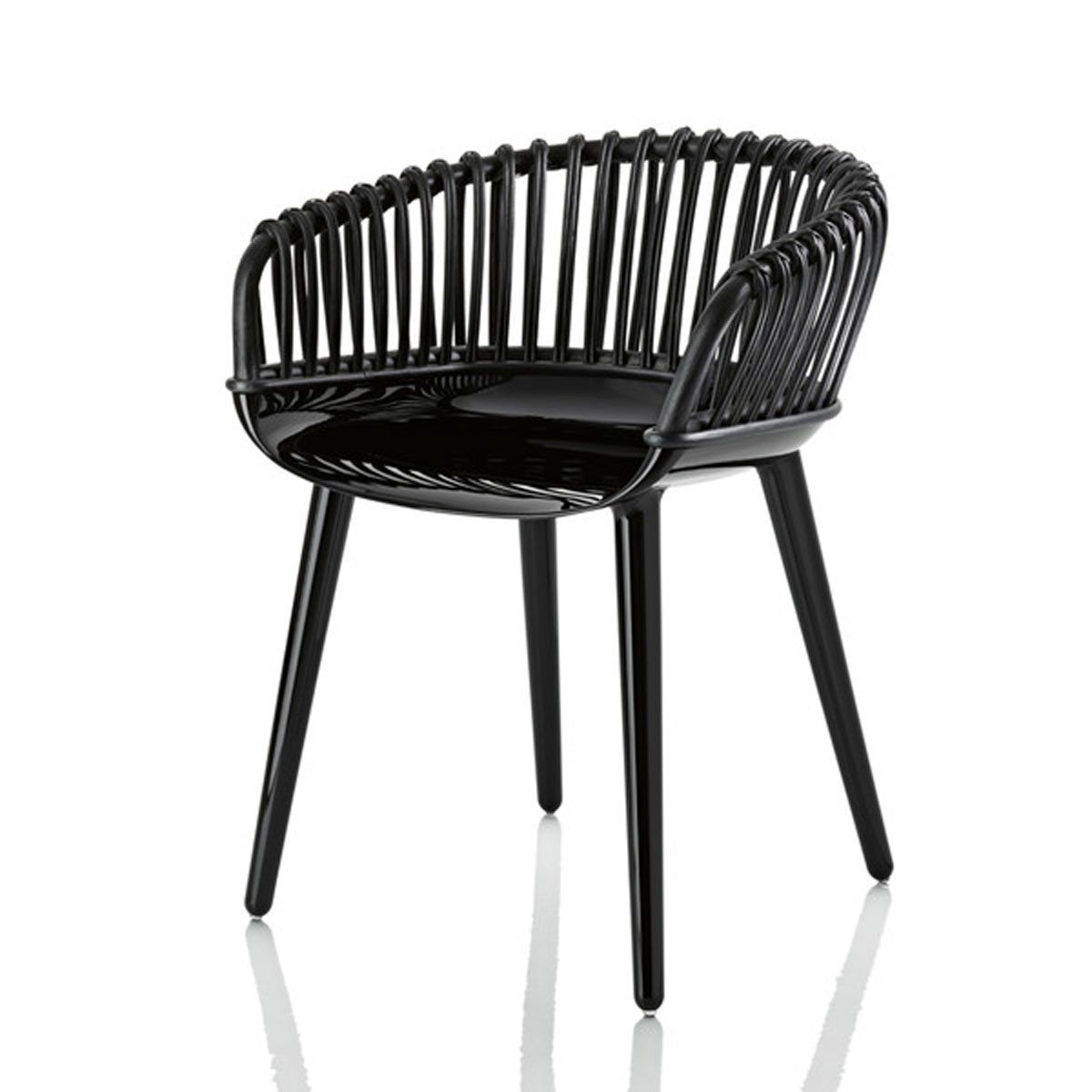 Cyborg Club Armchair With Wicker Back Side/Dining Magis glossy black legs / black wicker back 