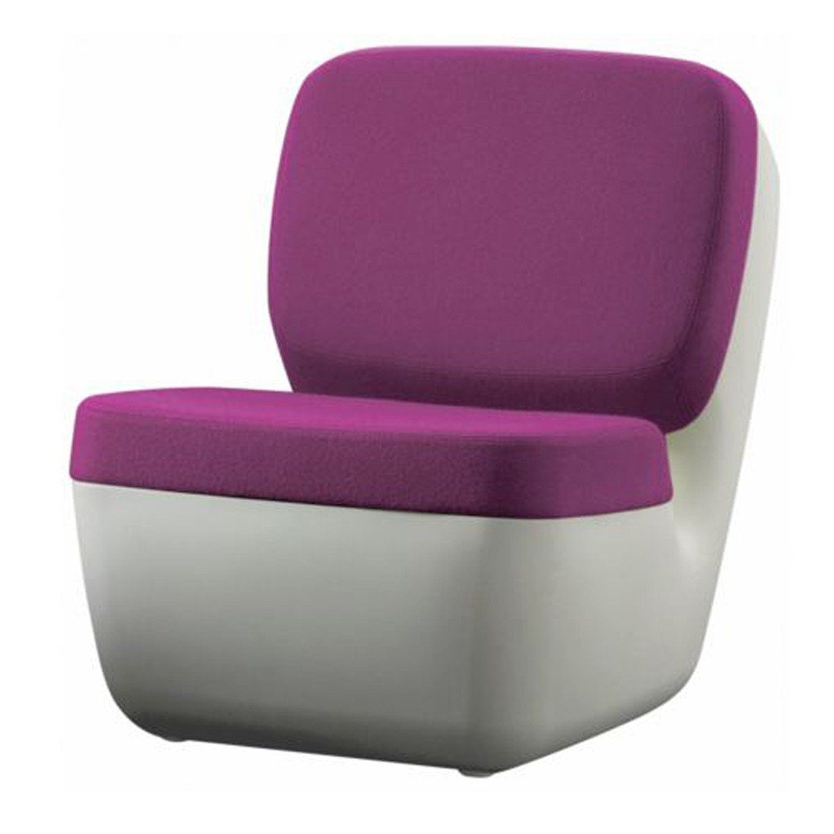 Nimrod Low Chair lounge chair Magis white shell with purple cushion 