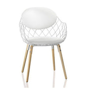 Pina Chair Chairs Magis Natural Beech Legs - White Seat / White Fabric cushions 