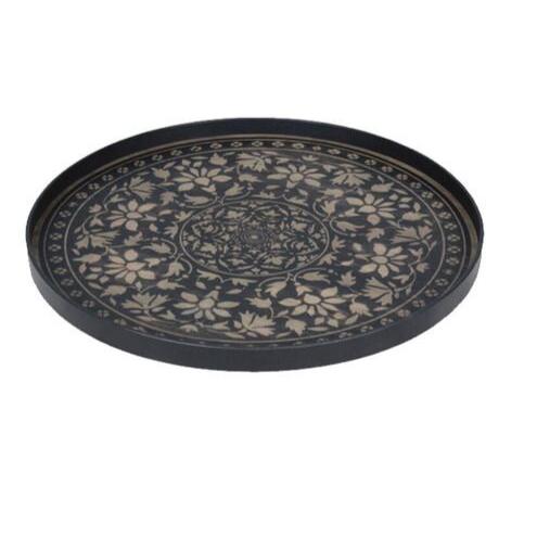 Marrakesh Wooden Round Tray Tray Ethnicraft Black 