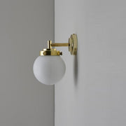 Mini Globe Wall Light Wall Lights Original BTC Opal with Brass 