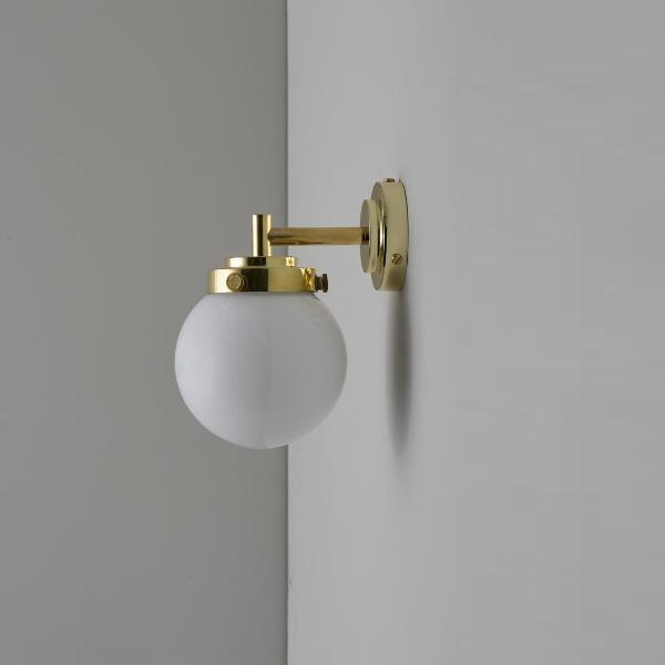 Mini Globe Wall Light Wall Lights Original BTC Opal with Brass 