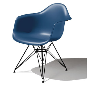 Eames Molded Plastic Arm Chair Wire Base / DAR Side/Dining herman miller Black Base Frame Finish Peacock Blue Seat and Back Standard Glide With Felt Bottom + $20.00