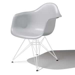 Eames Molded Plastic Arm Chair Wire Base / DAR Side/Dining herman miller White Base Frame Finish Alpine Seat and Back Standard Glide With Felt Bottom + $20.00