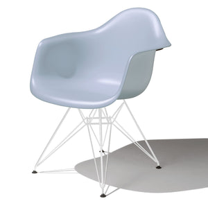 Eames Molded Plastic Arm Chair Wire Base / DAR Side/Dining herman miller White Base Frame Finish Blue Ice Seat and Back Standard Glide With Felt Bottom + $20.00