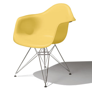 Eames Molded Plastic Arm Chair Wire Base / DAR Side/Dining herman miller Trivalent Chrome Base Frame Finish + $20.00 Pale Yellow Seat and Back Standard Glide With Felt Bottom + $20.00