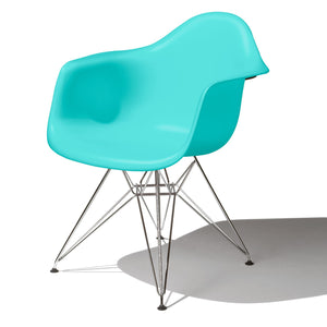 Eames Molded Plastic Arm Chair Wire Base / DAR Side/Dining herman miller Trivalent Chrome Base Frame Finish + $20.00 Aqua Sky Seat and Back Standard Glide With Felt Bottom + $20.00
