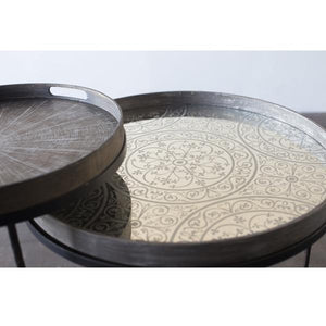 Moroccan Frost Mirror Round Tray Tray Ethnicraft 