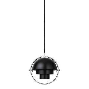 Multi-Lite Pendant Light- Small hanging lamps Gubi Chrome Base/Black Semi Matt 