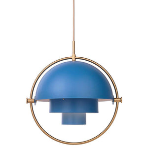 Multi-Lite Pendant Light hanging lamps Gubi Blu with brass ring 