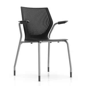 MultiGeneration Stacking Chair - No Seat Pad task chair Knoll Fixed Arms + $40.00 Glides Onyx