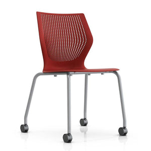 MultiGeneration Stacking Chair - No Seat Pad task chair Knoll Armless Soft Casters for Hard Floors +$22.00 Dark Red