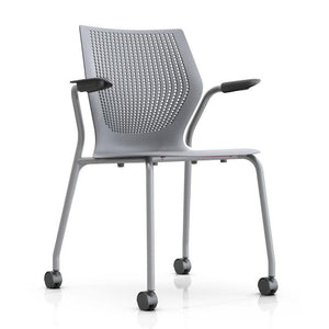 MultiGeneration Stacking Chair - No Seat Pad task chair Knoll Fixed Arms + $40.00 Soft Casters for Hard Floors +$22.00 Grey