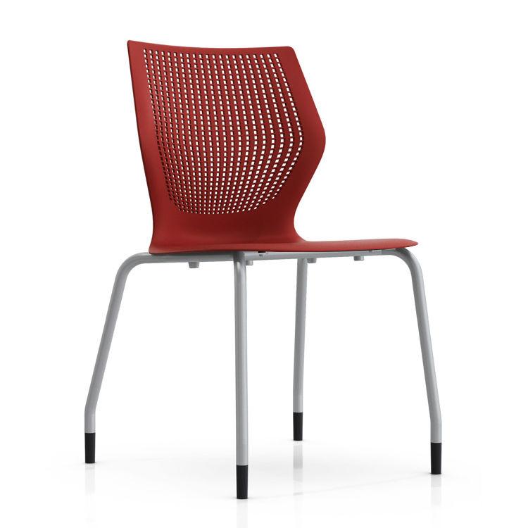 MultiGeneration Stacking Chair - No Seat Pad task chair Knoll Armless Glides Dark Red