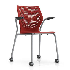 MultiGeneration Stacking Chair - No Seat Pad task chair Knoll Fixed Arms + $40.00 Soft Casters for Hard Floors +$22.00 Dark Red